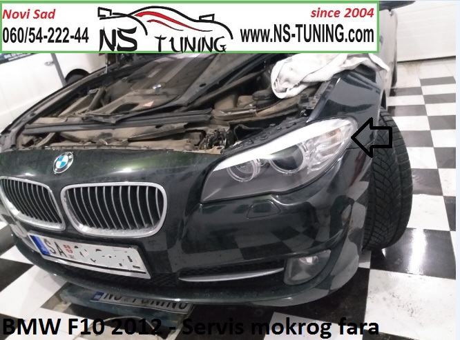 bmw f10  2011 2012 2013 2014 godiste mokar far kondenz rosa voda u faru reparacija servis farova novi sad beograd ns tuning